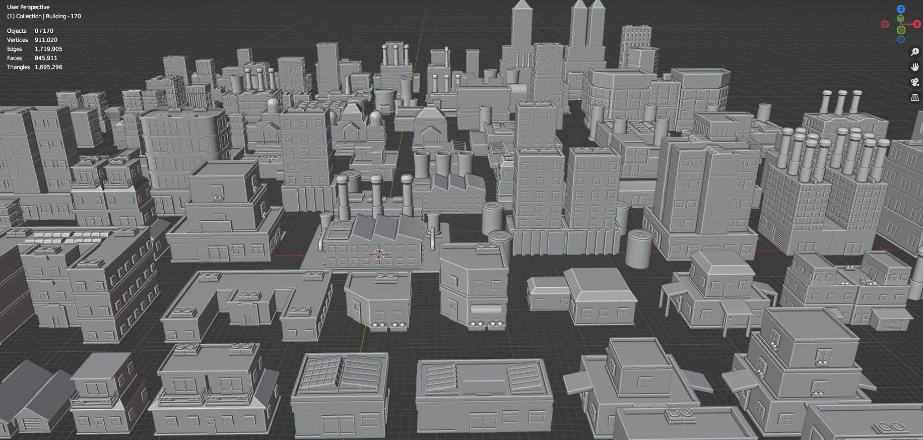 Low Poly City Buildings Pack Of 170 - Game Ready - Untextured  Low-poly 3D model_118