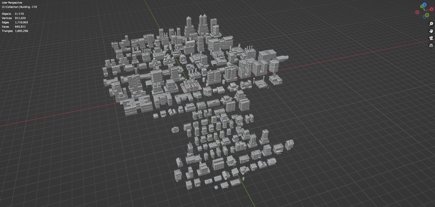 Low Poly City Buildings Pack Of 170 - Game Ready - Untextured  Low-poly 3D model_112