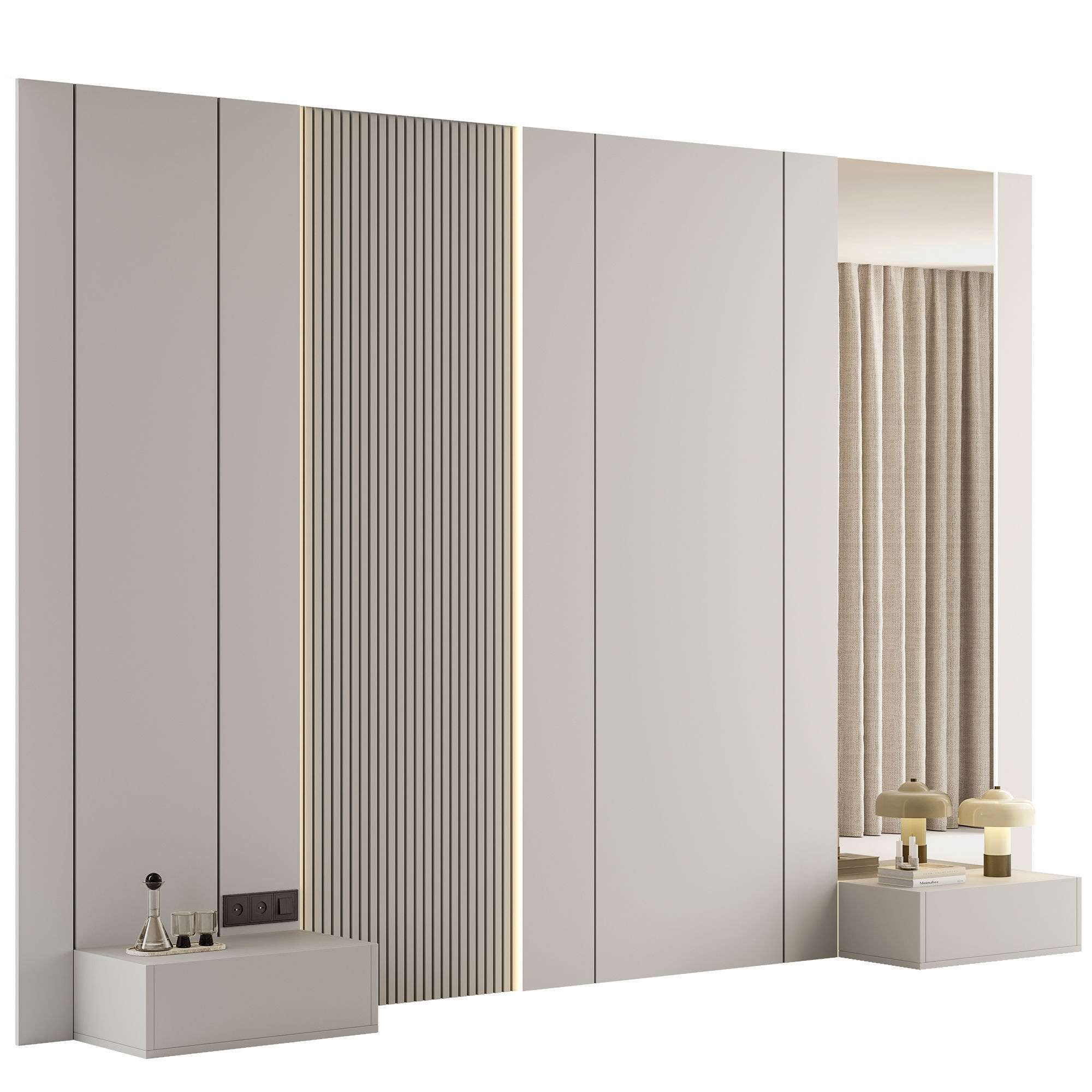 Headboard Wall Panel Composition 07 3D model_1