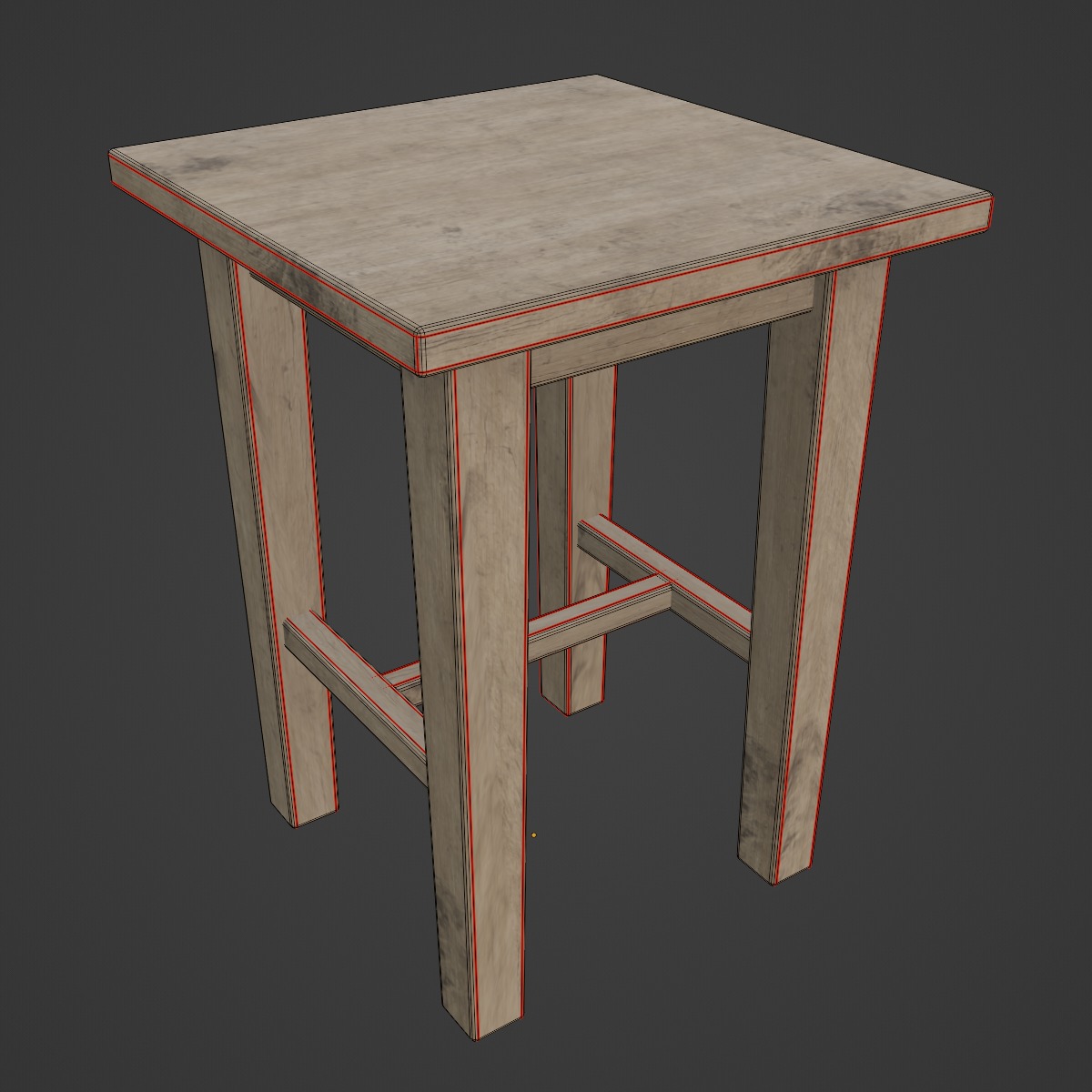 Wooden Chair 01 Low-poly 3D model_7