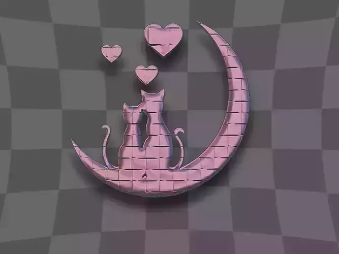 Two cats in love for 3D printing and CNC 3D print model