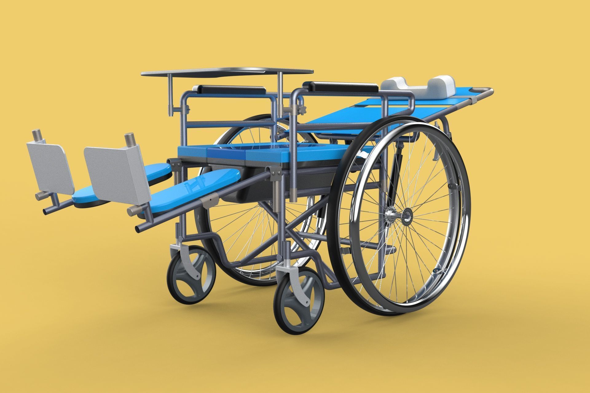 MULTIFUNCTION WHEELCHAIR COMMODE CLOSET TOILET RECLINING FOLDING 3D model_38