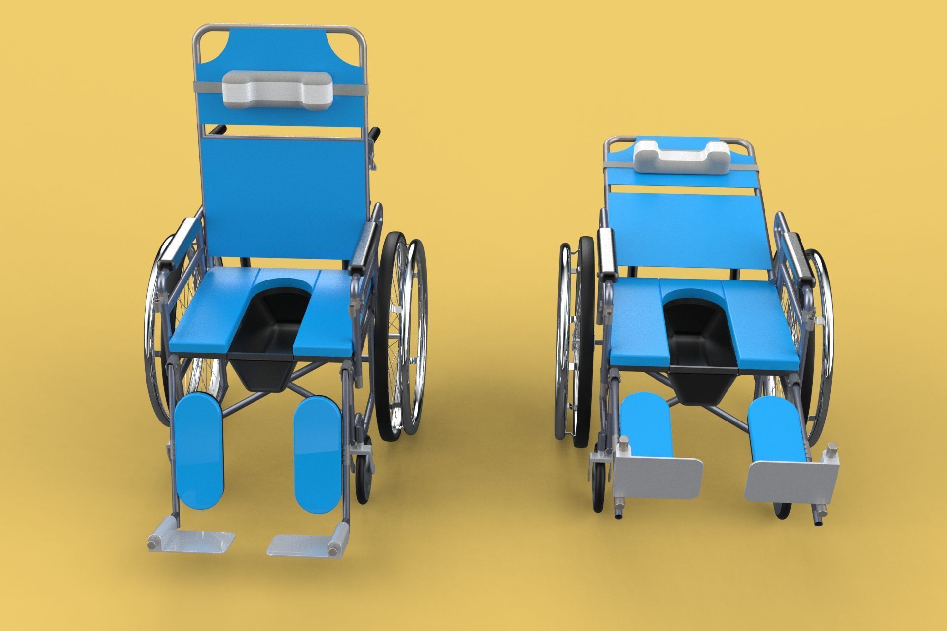 MULTIFUNCTION WHEELCHAIR COMMODE CLOSET TOILET RECLINING FOLDING 3D model_33