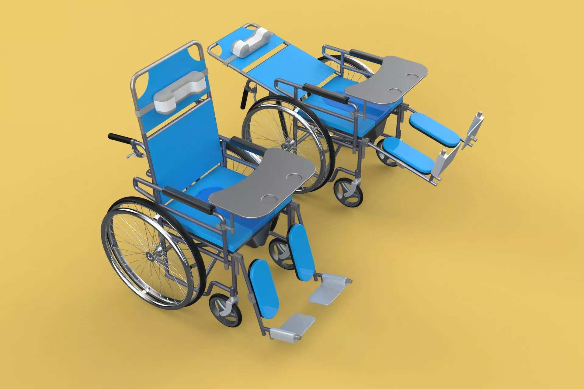 MULTIFUNCTION WHEELCHAIR COMMODE CLOSET TOILET RECLINING FOLDING 3D model_0
