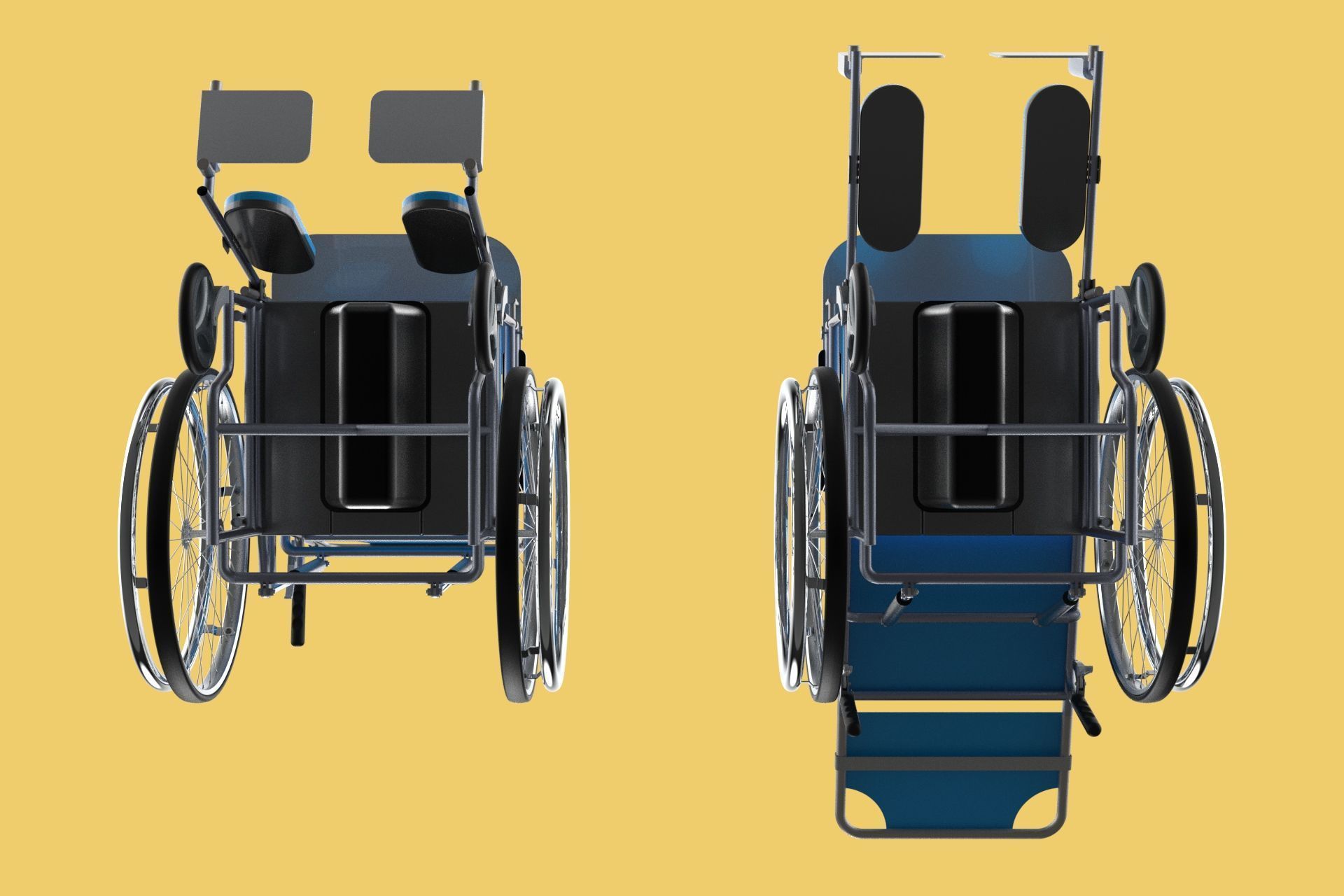 MULTIFUNCTION WHEELCHAIR COMMODE CLOSET TOILET RECLINING FOLDING 3D model_49