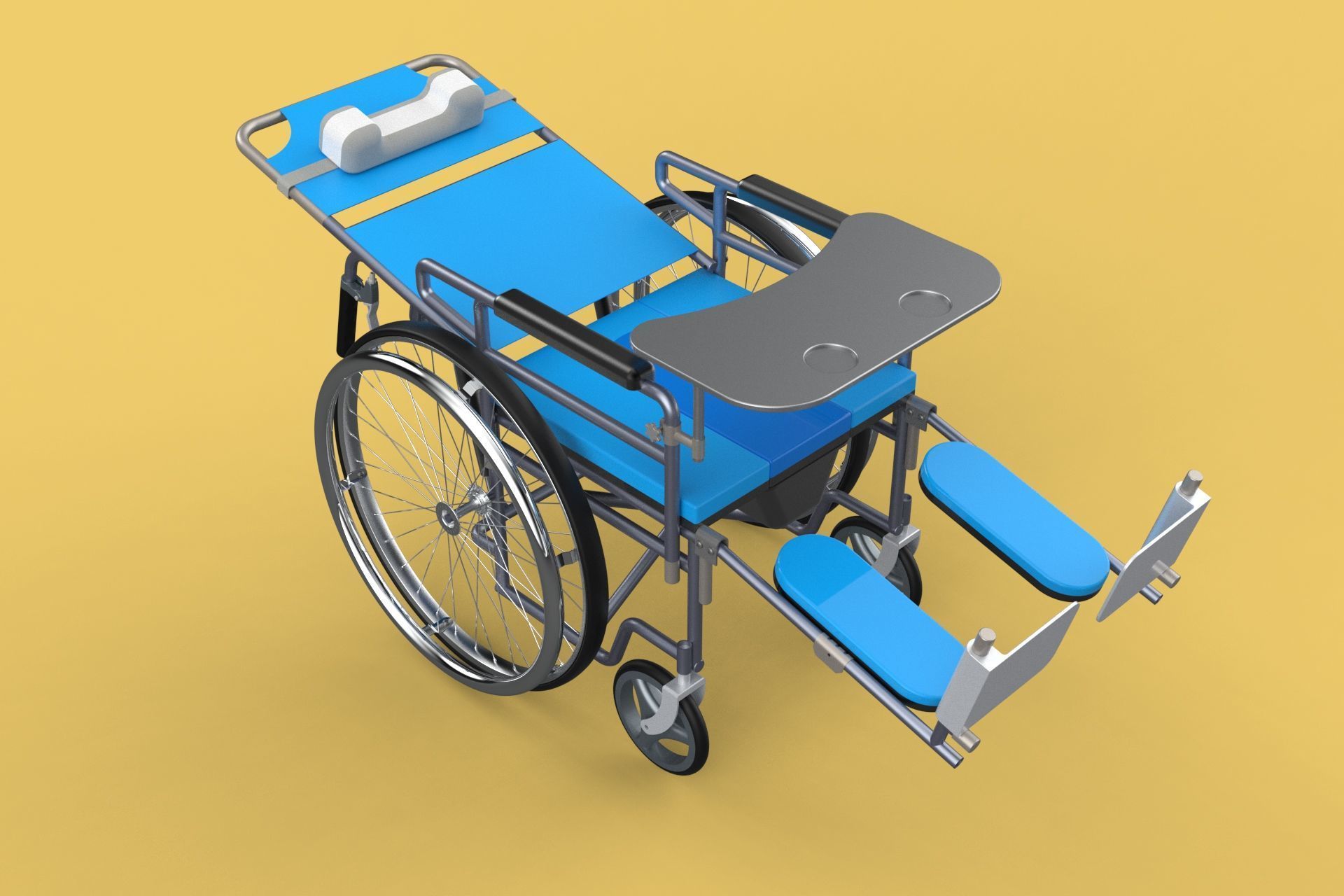 MULTIFUNCTION WHEELCHAIR COMMODE CLOSET TOILET RECLINING FOLDING 3D model_31