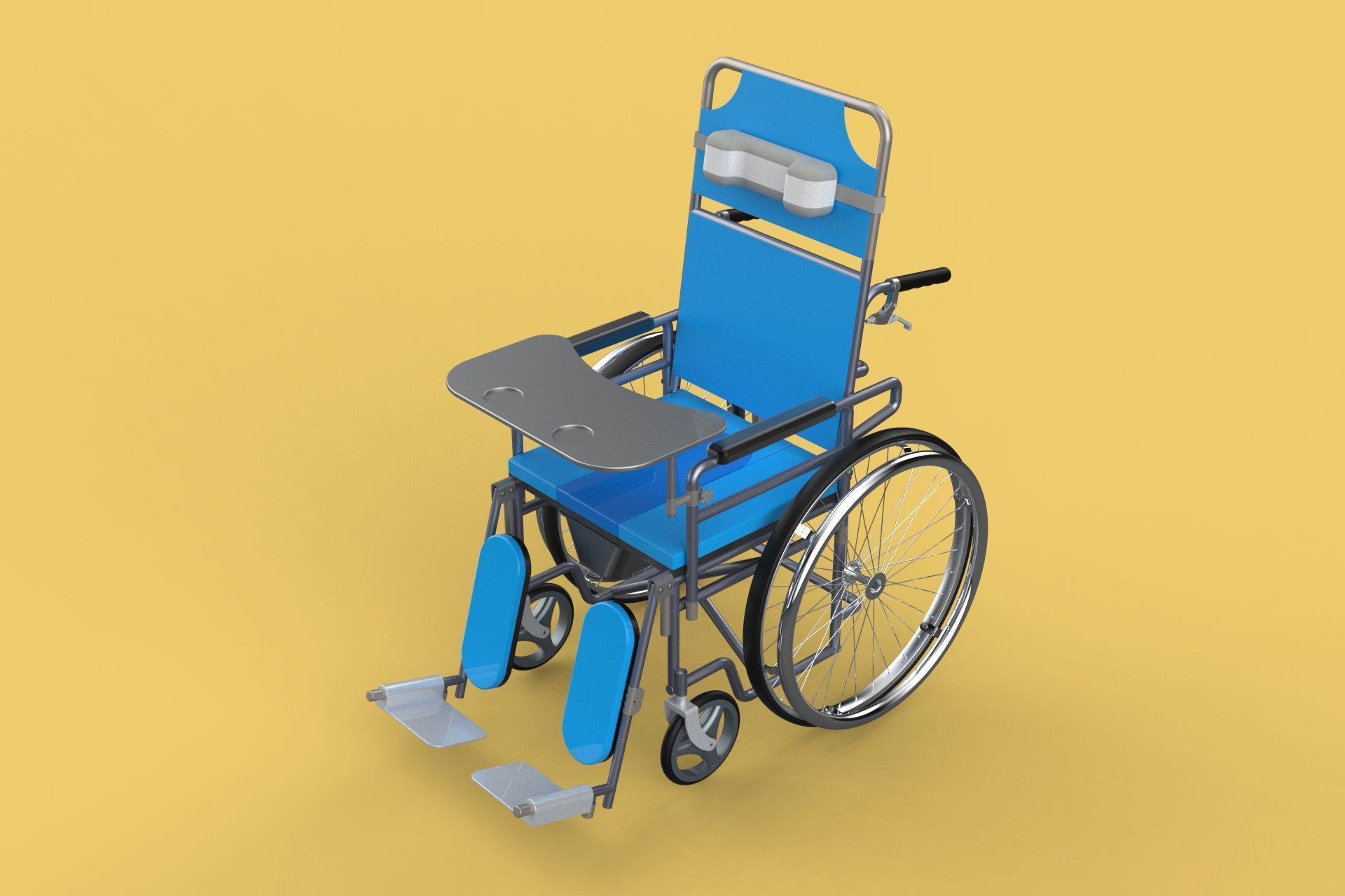 MULTIFUNCTION WHEELCHAIR COMMODE CLOSET TOILET RECLINING FOLDING 3D model_15