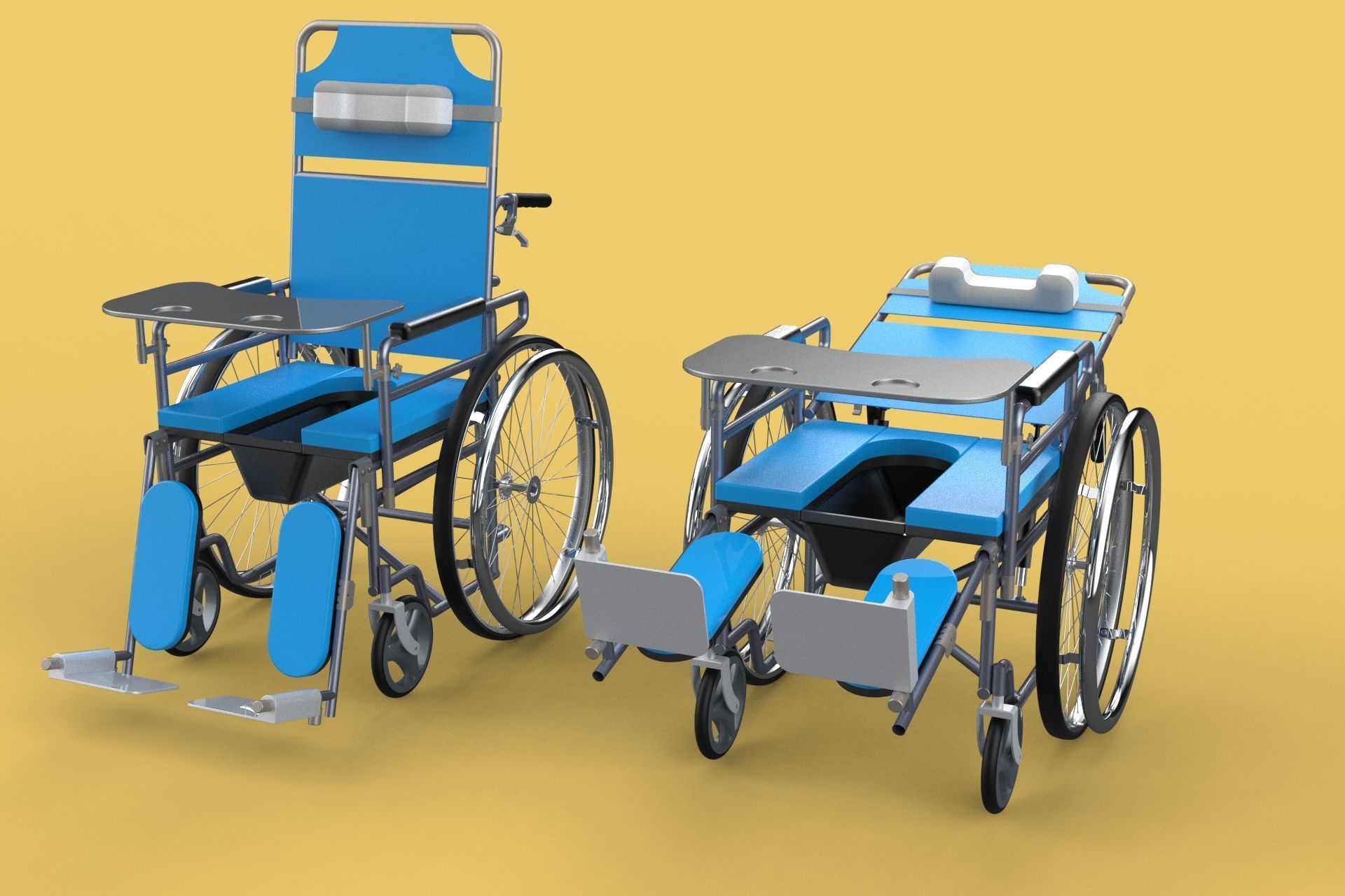 MULTIFUNCTION WHEELCHAIR COMMODE CLOSET TOILET RECLINING FOLDING 3D model_22