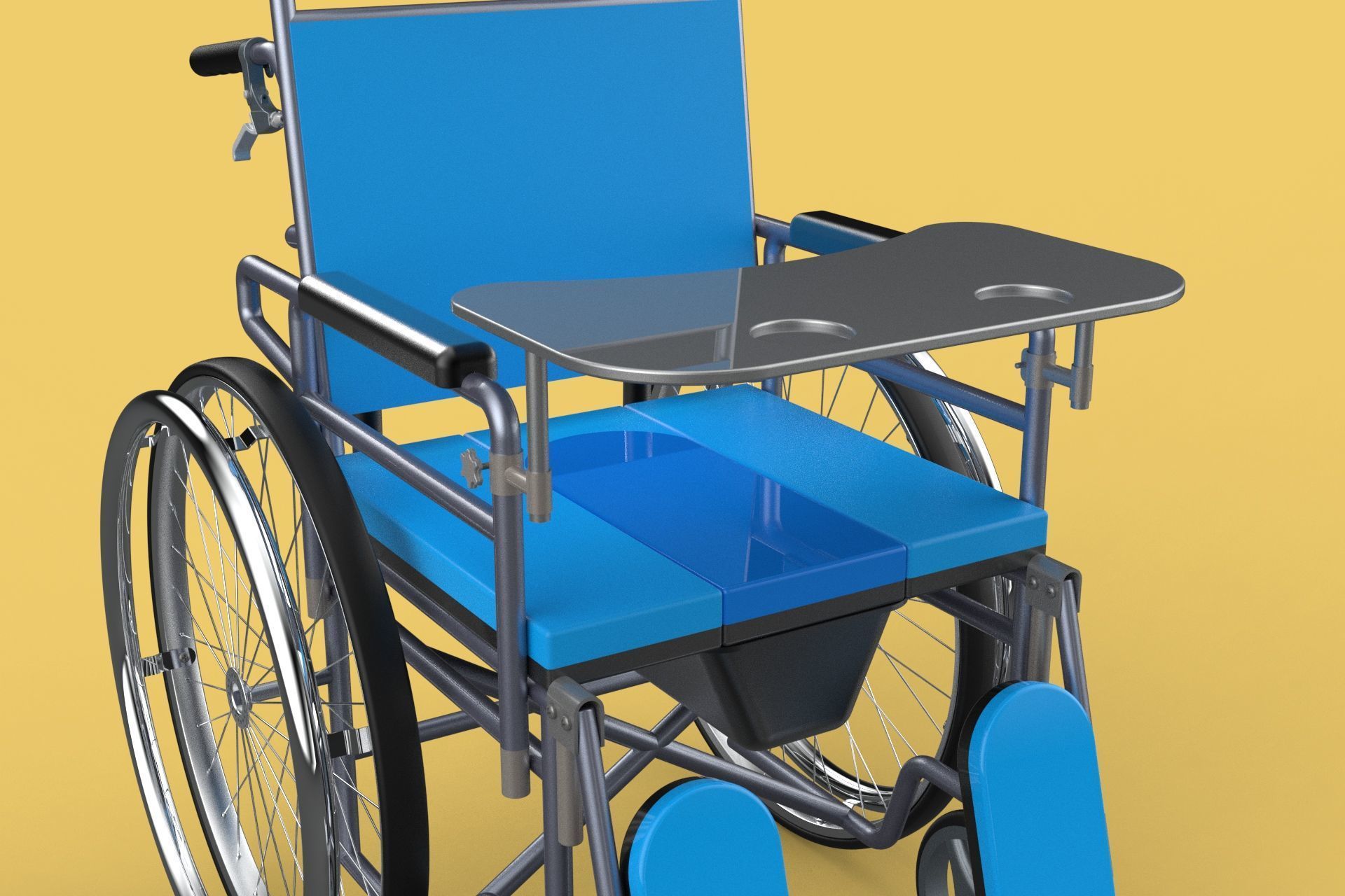 MULTIFUNCTION WHEELCHAIR COMMODE CLOSET TOILET RECLINING FOLDING 3D model_23