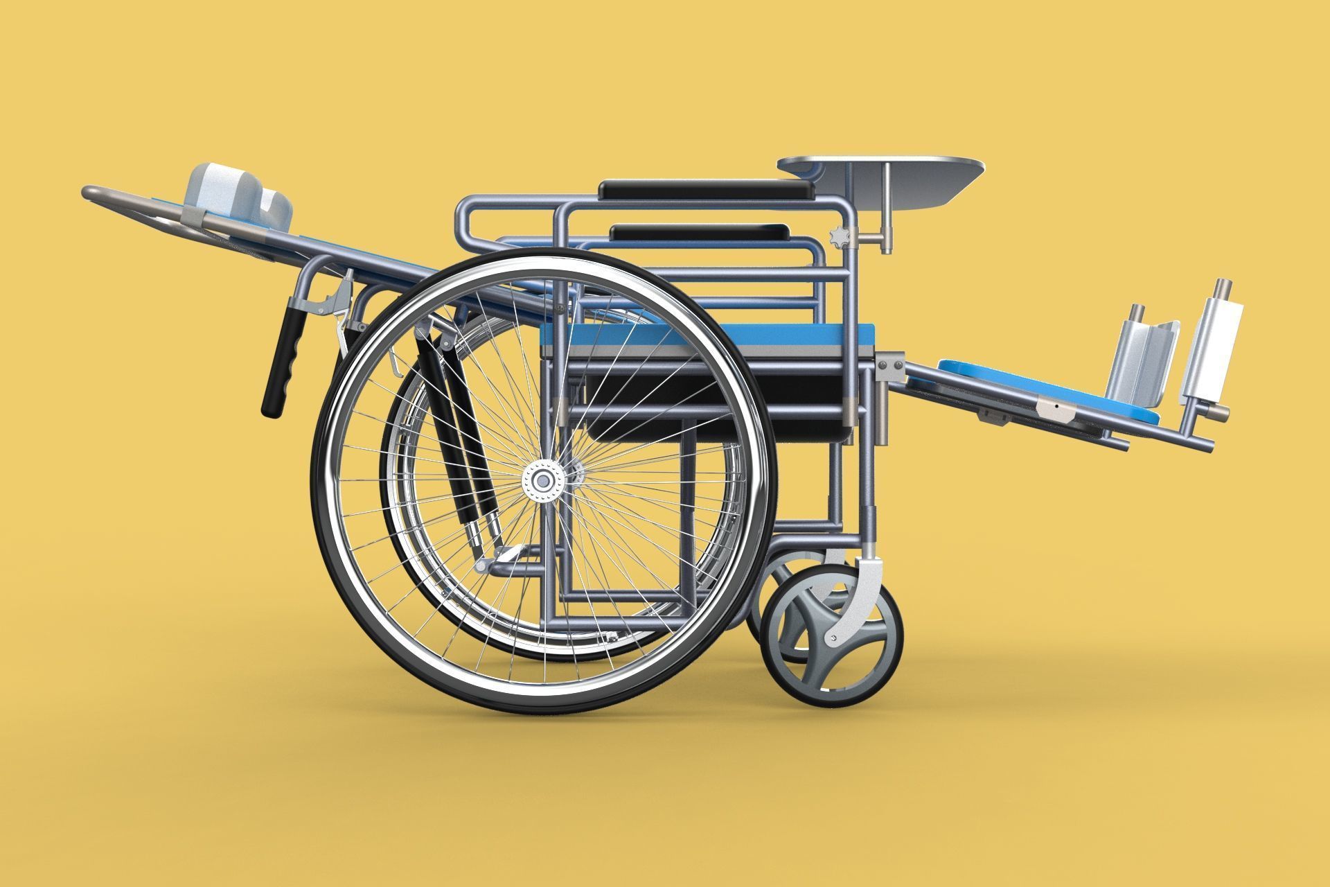 MULTIFUNCTION WHEELCHAIR COMMODE CLOSET TOILET RECLINING FOLDING 3D model_26