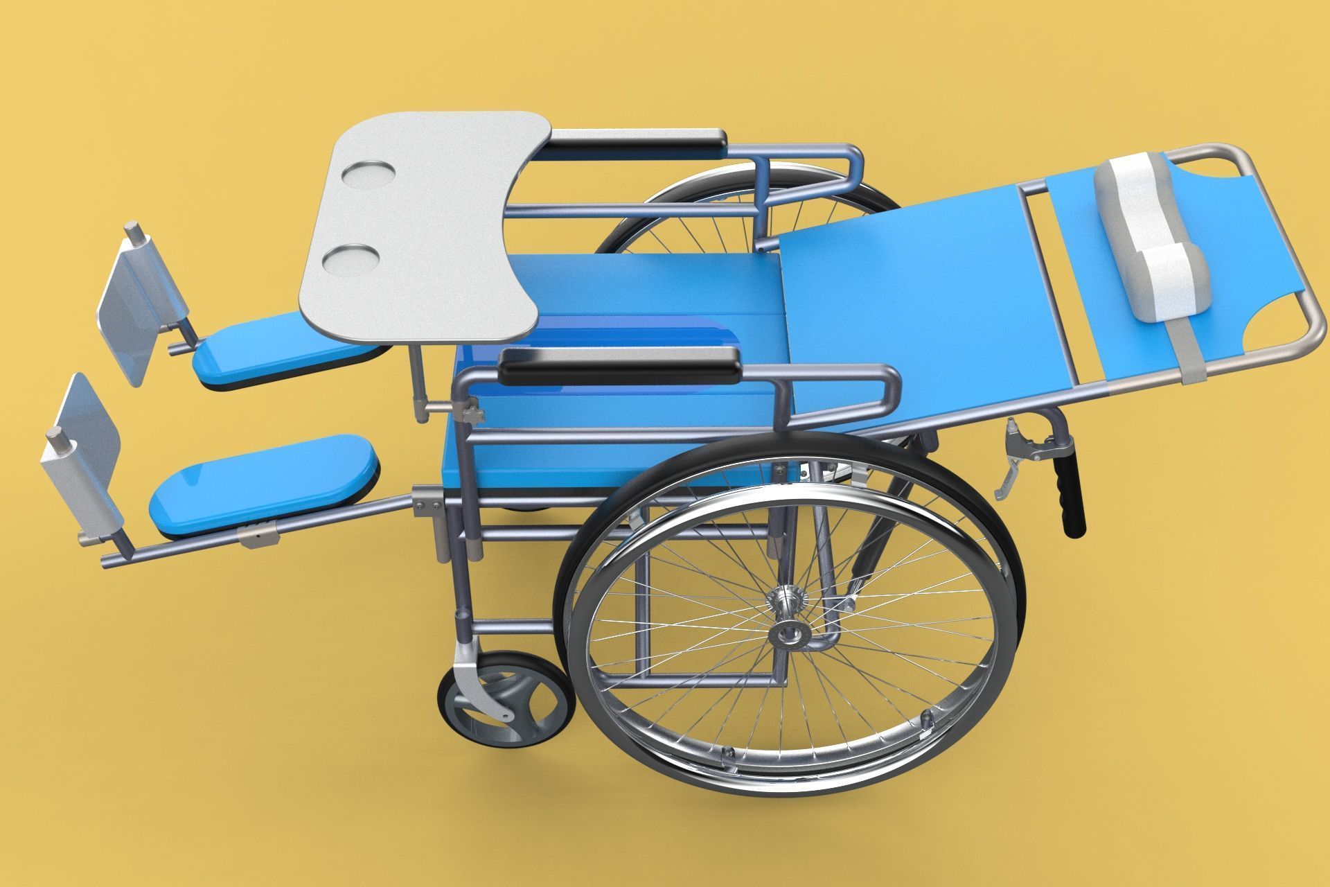 MULTIFUNCTION WHEELCHAIR COMMODE CLOSET TOILET RECLINING FOLDING 3D model_29