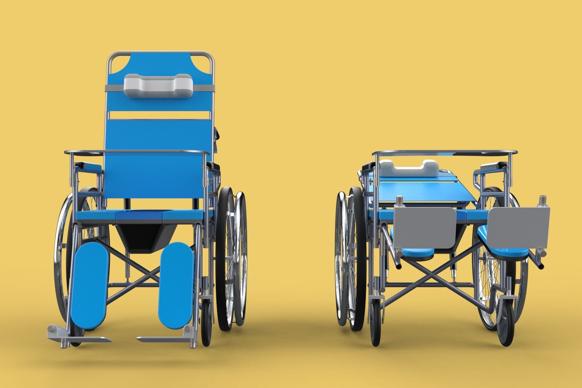 MULTIFUNCTION WHEELCHAIR COMMODE CLOSET TOILET RECLINING FOLDING 3D model_44