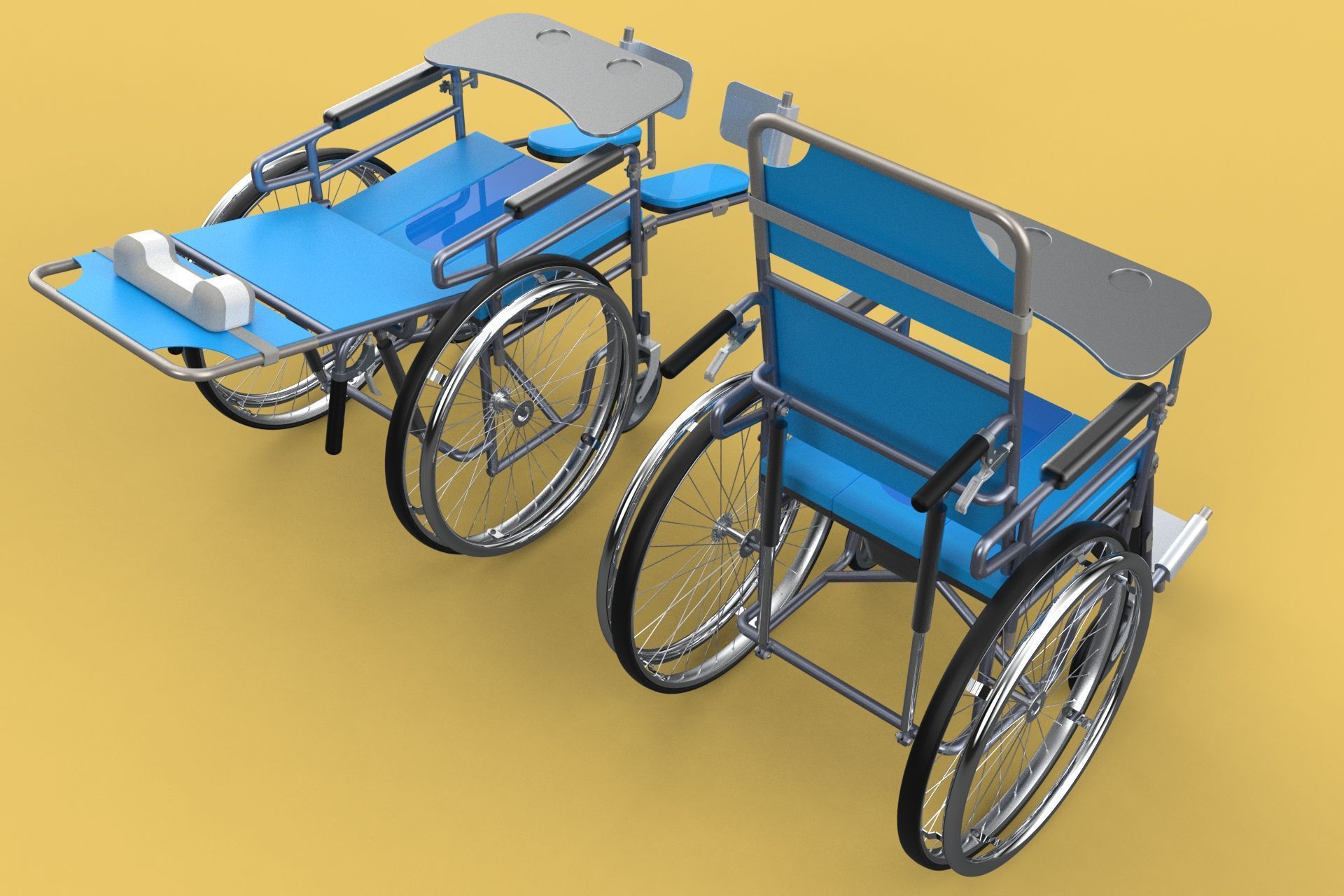 MULTIFUNCTION WHEELCHAIR COMMODE CLOSET TOILET RECLINING FOLDING 3D model_2