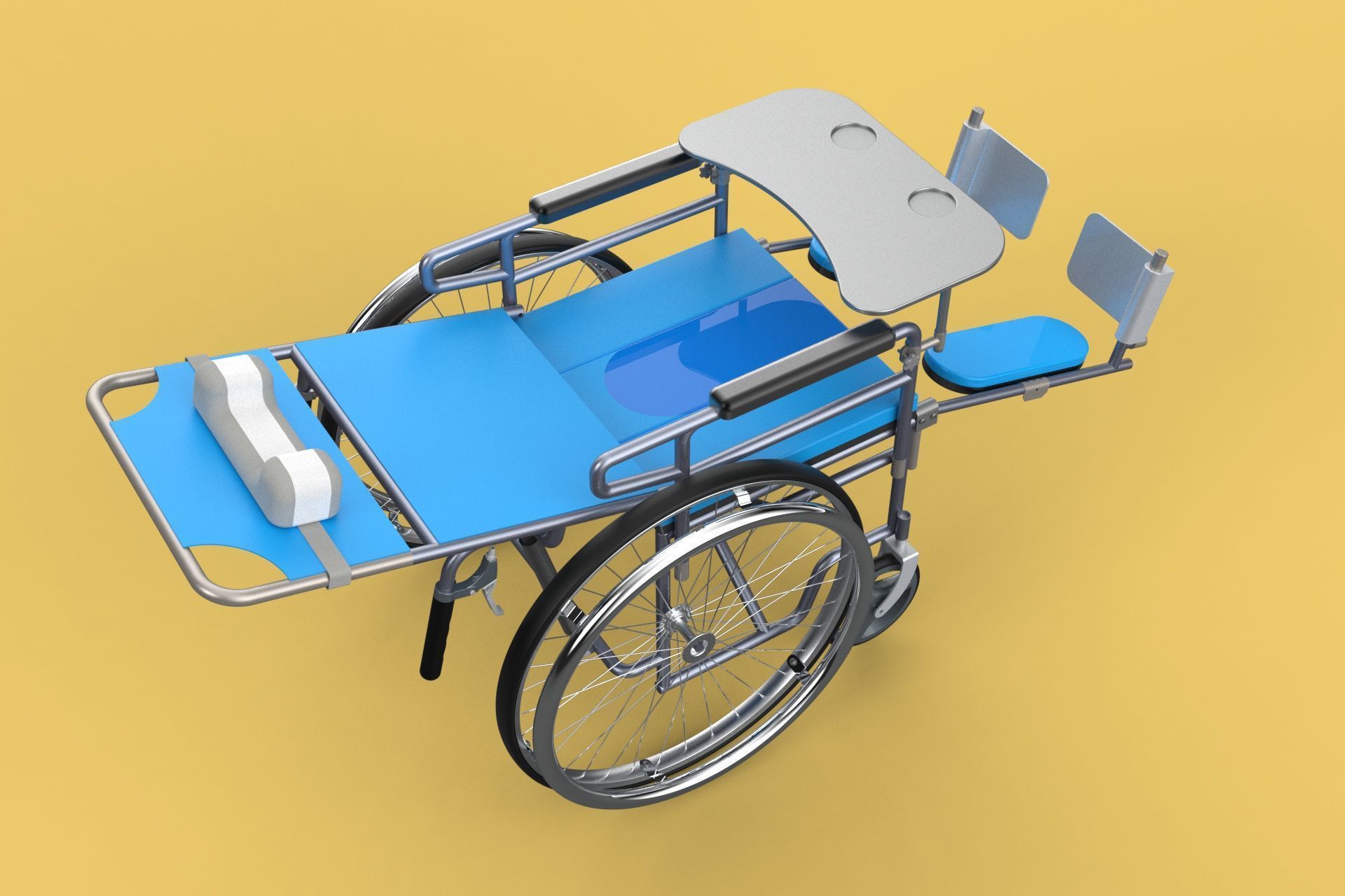 MULTIFUNCTION WHEELCHAIR COMMODE CLOSET TOILET RECLINING FOLDING 3D model_35