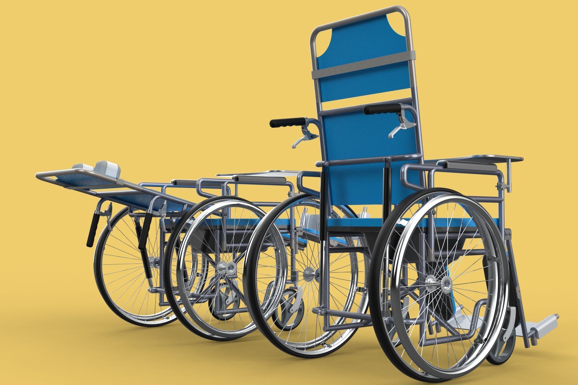 MULTIFUNCTION WHEELCHAIR COMMODE CLOSET TOILET RECLINING FOLDING 3D model_6