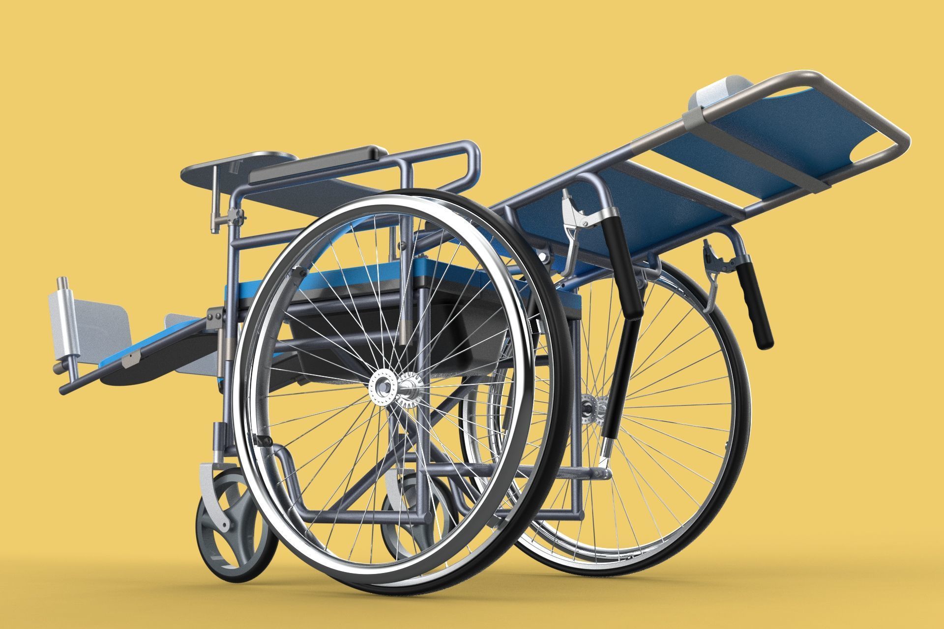 MULTIFUNCTION WHEELCHAIR COMMODE CLOSET TOILET RECLINING FOLDING 3D model_42