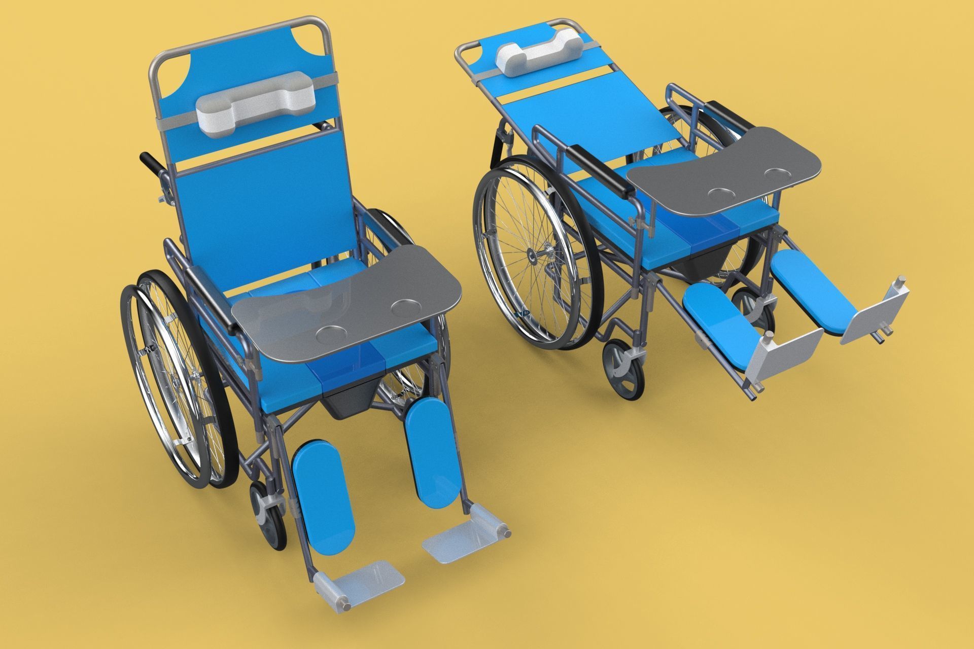 MULTIFUNCTION WHEELCHAIR COMMODE CLOSET TOILET RECLINING FOLDING 3D model_50