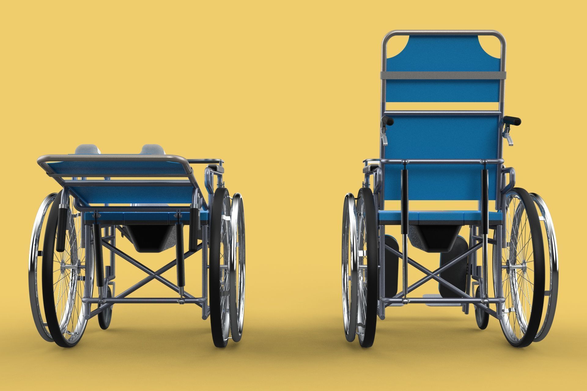 MULTIFUNCTION WHEELCHAIR COMMODE CLOSET TOILET RECLINING FOLDING 3D model_47