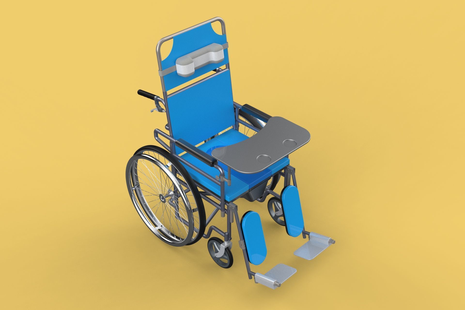 MULTIFUNCTION WHEELCHAIR COMMODE CLOSET TOILET RECLINING FOLDING 3D model_14
