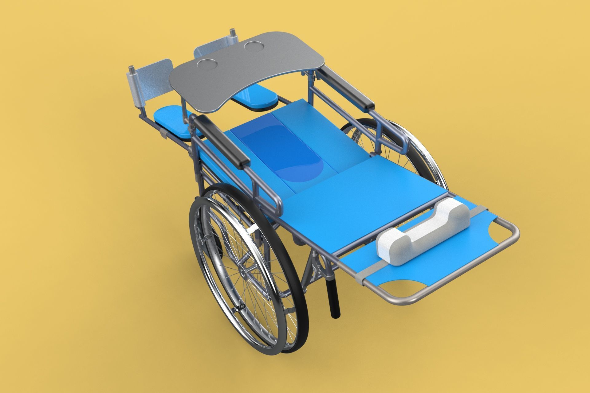 MULTIFUNCTION WHEELCHAIR COMMODE CLOSET TOILET RECLINING FOLDING 3D model_34