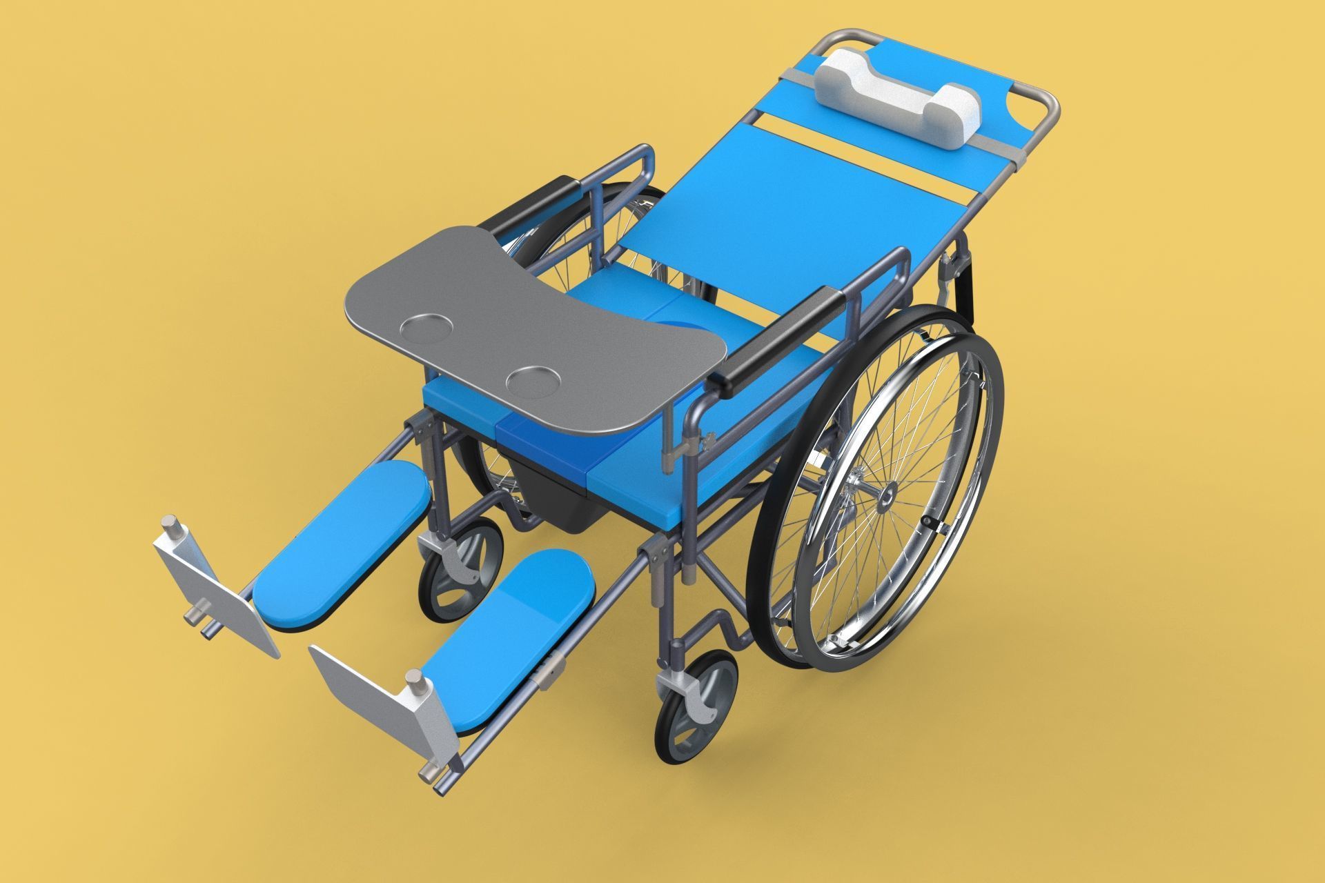 MULTIFUNCTION WHEELCHAIR COMMODE CLOSET TOILET RECLINING FOLDING 3D model_32