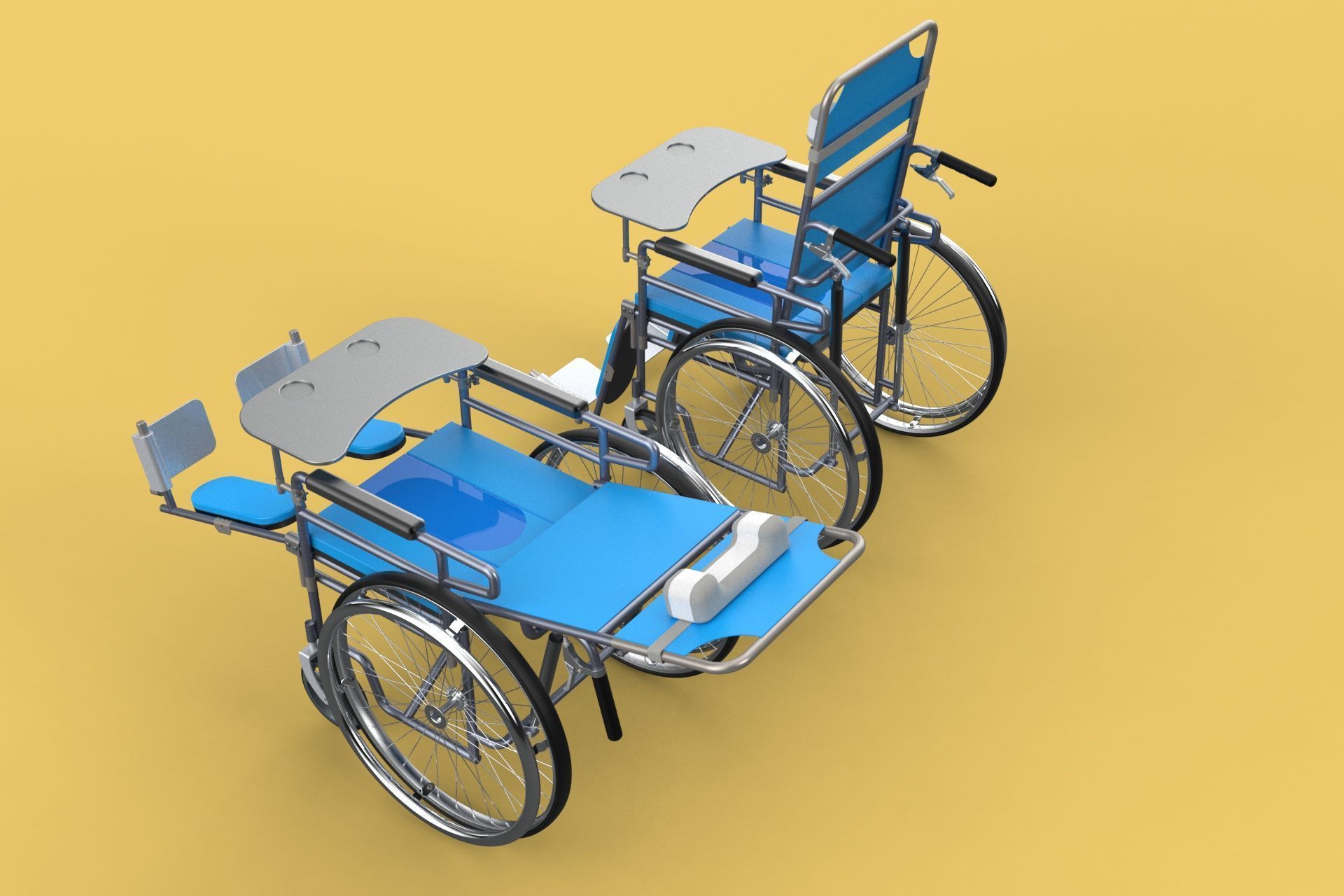 MULTIFUNCTION WHEELCHAIR COMMODE CLOSET TOILET RECLINING FOLDING 3D model_1