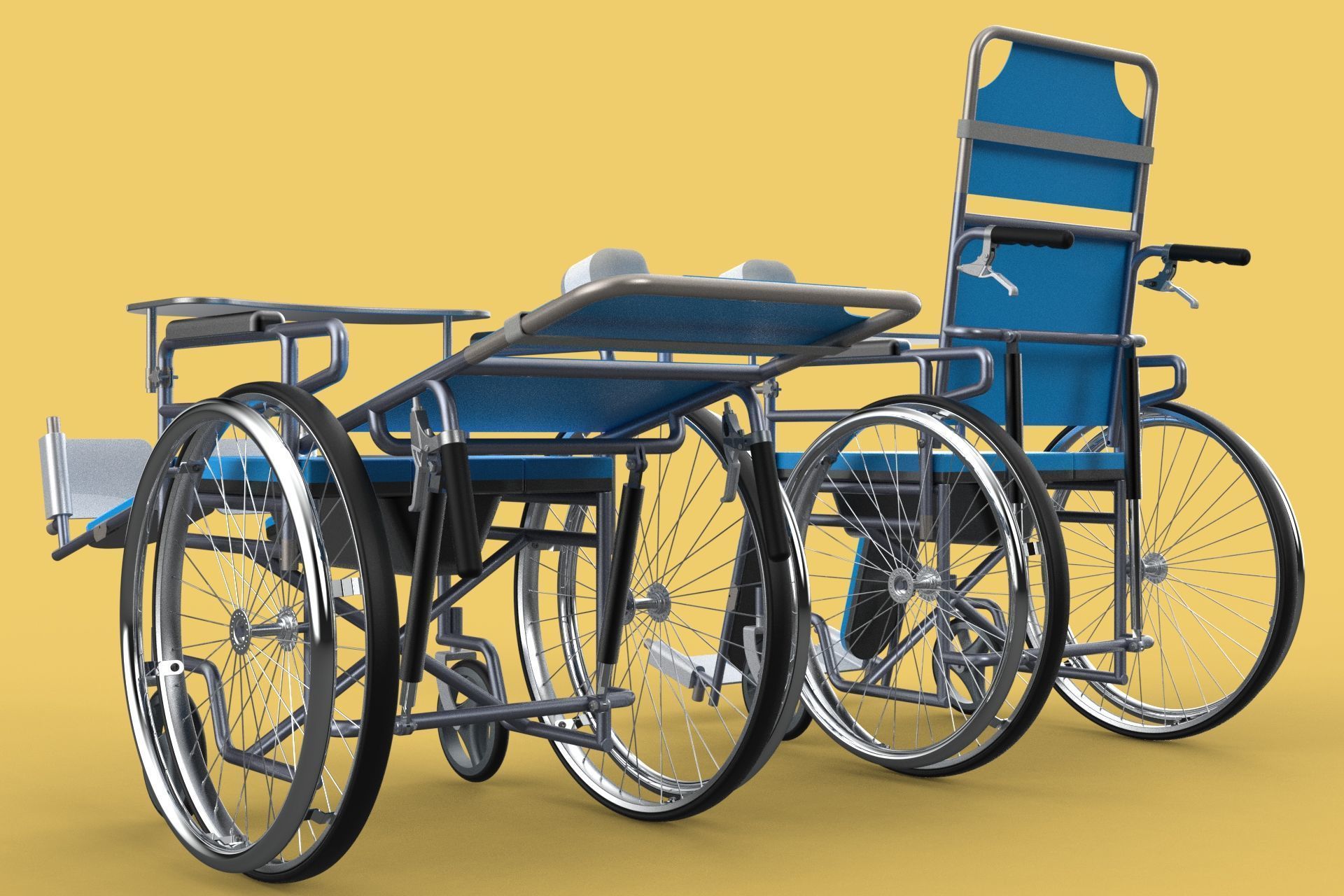 MULTIFUNCTION WHEELCHAIR COMMODE CLOSET TOILET RECLINING FOLDING 3D model_5