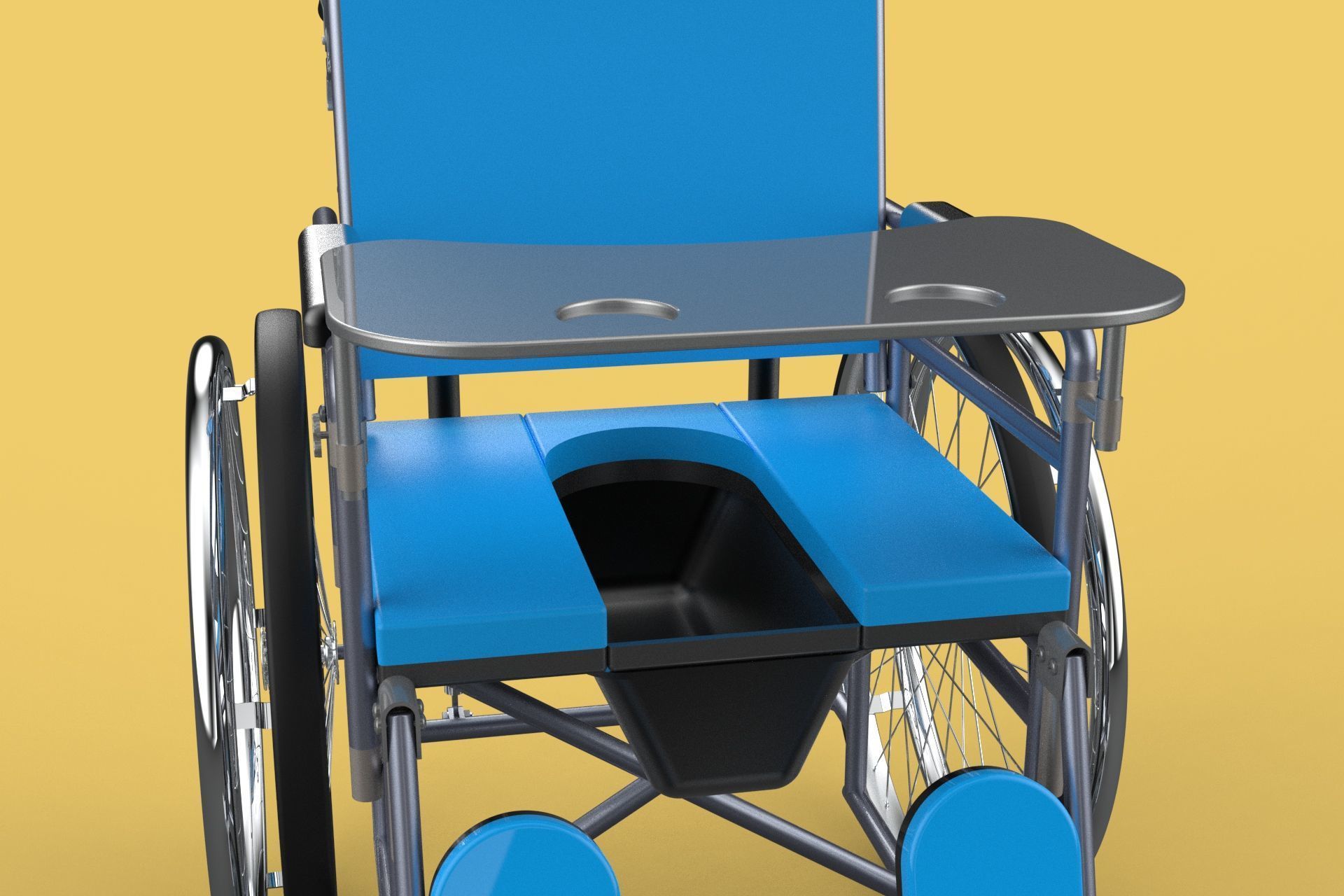 MULTIFUNCTION WHEELCHAIR COMMODE CLOSET TOILET RECLINING FOLDING 3D model_24