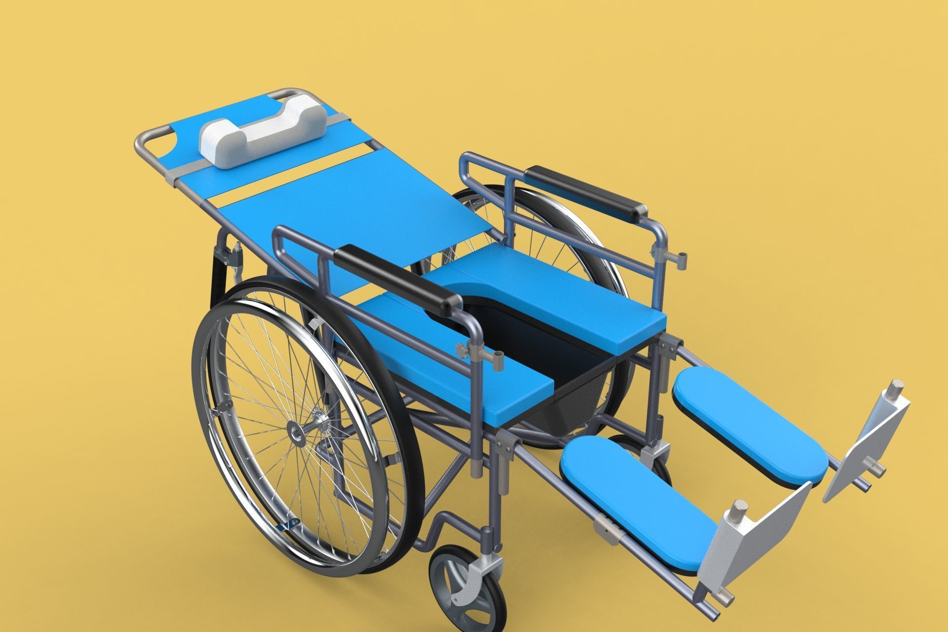 MULTIFUNCTION WHEELCHAIR COMMODE CLOSET TOILET RECLINING FOLDING 3D model_46