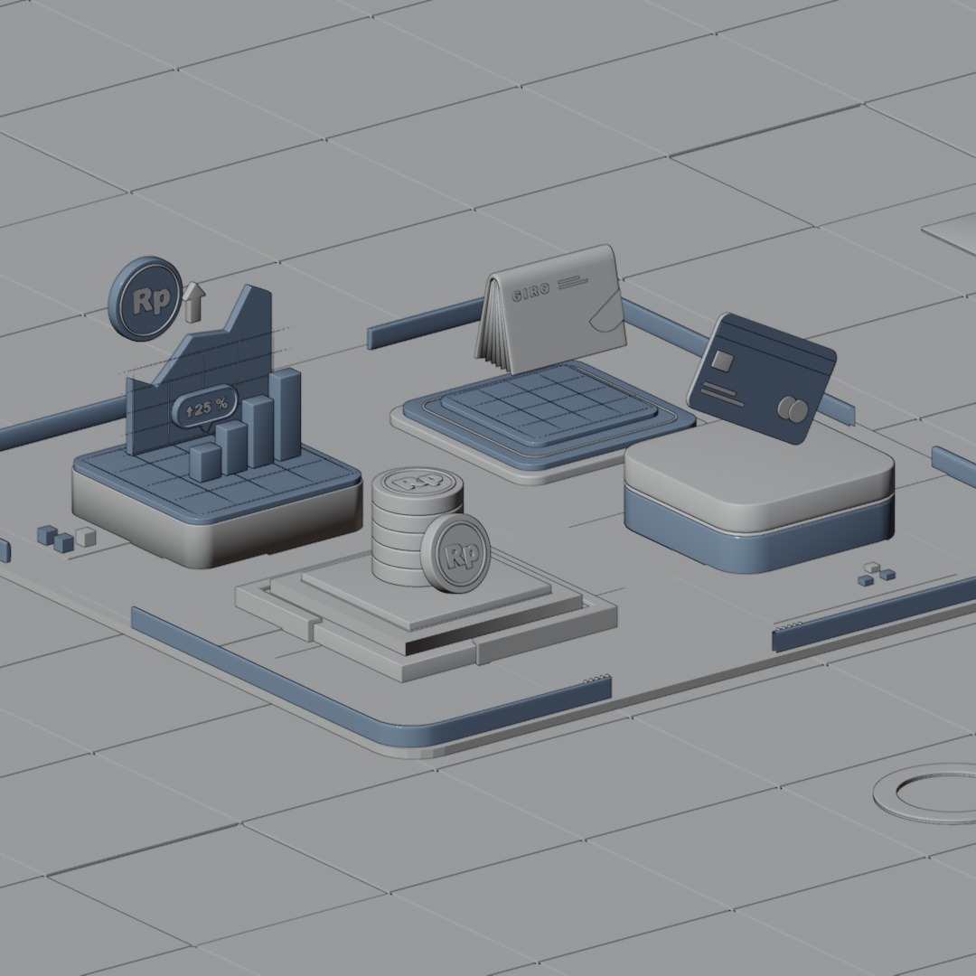  Isometric Digital Transform Iconic Platform 3D model_1