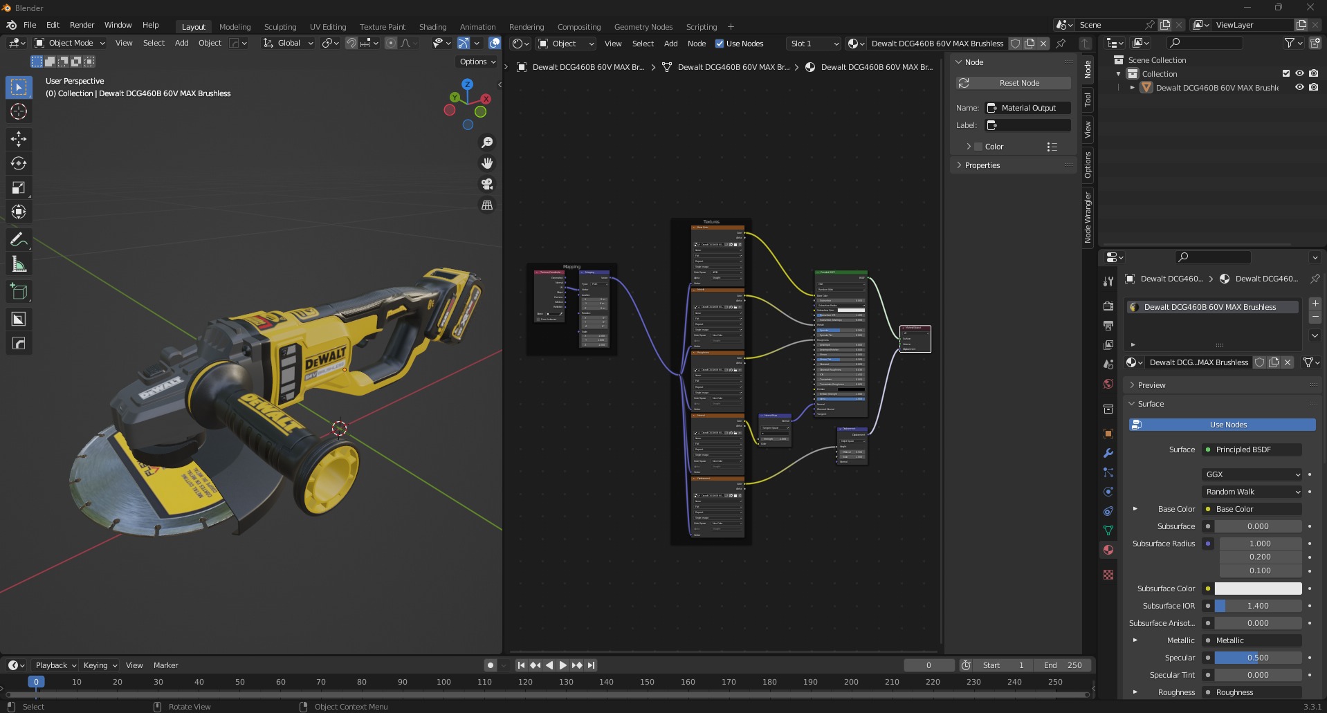 Dewalt DCG460B 60V MAX Brushless 3D model_7