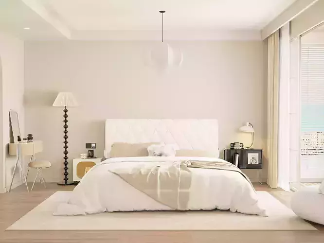 scandinavian bedroom scene