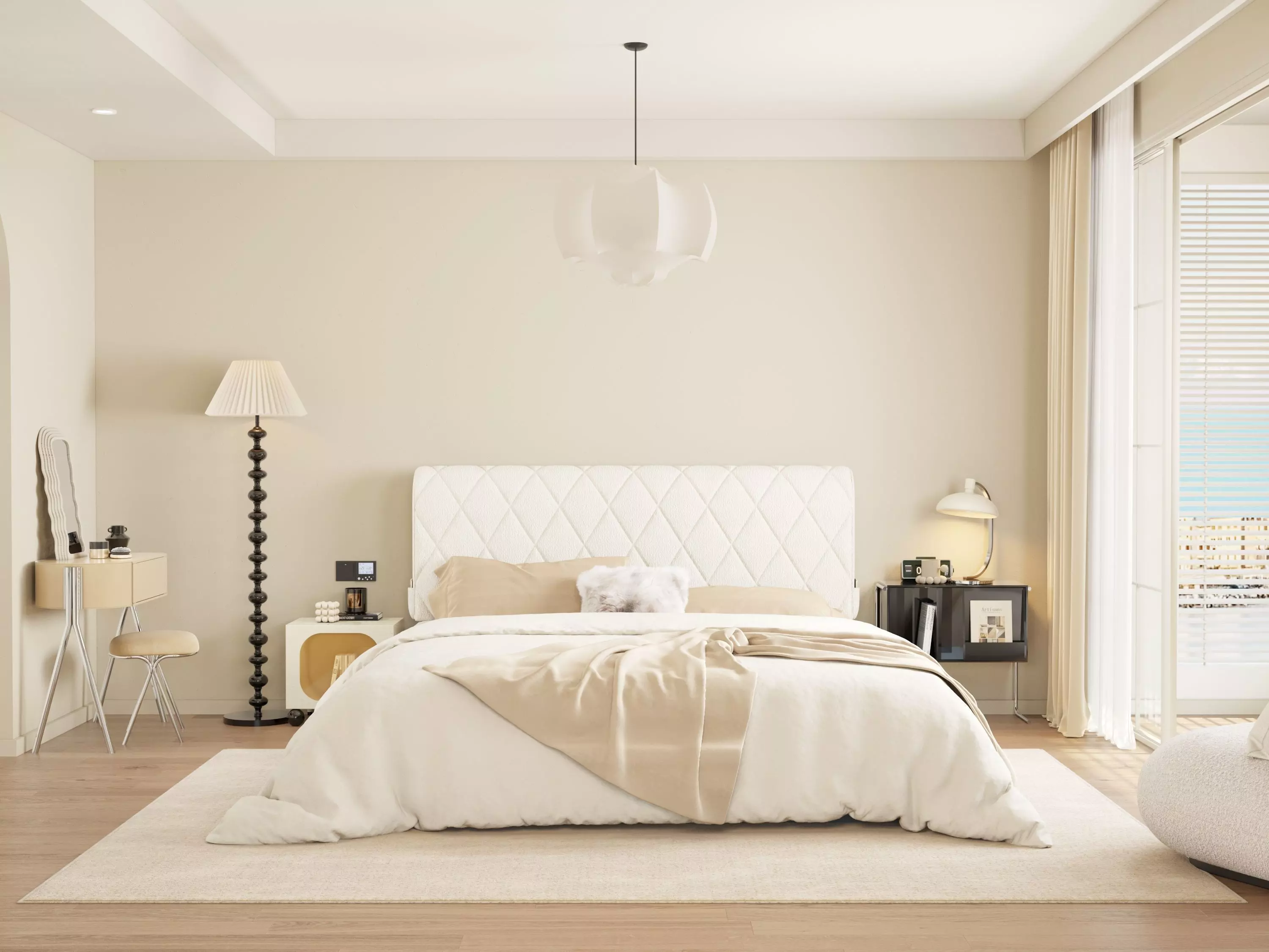 scandinavian bedroom scene 3D model_0