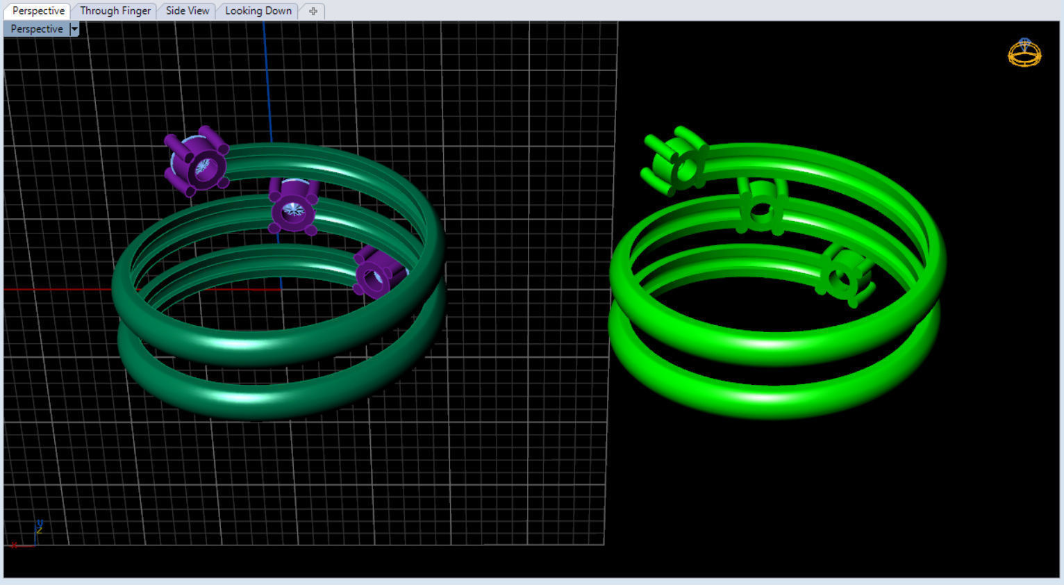 minimalist spiral rings with diamonds 3D print model_14