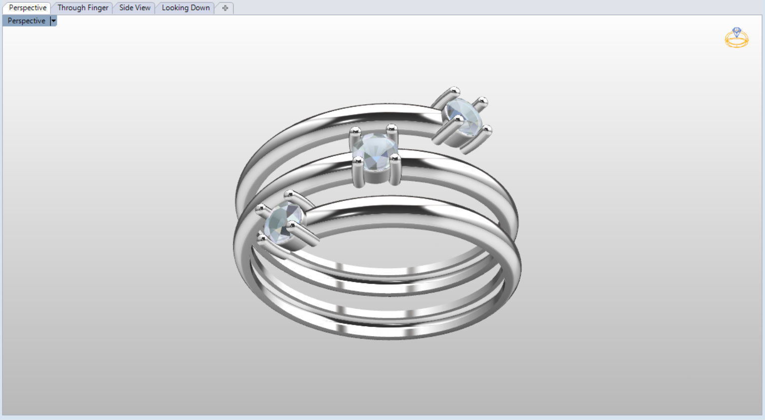 minimalist spiral rings with diamonds 3D print model_2