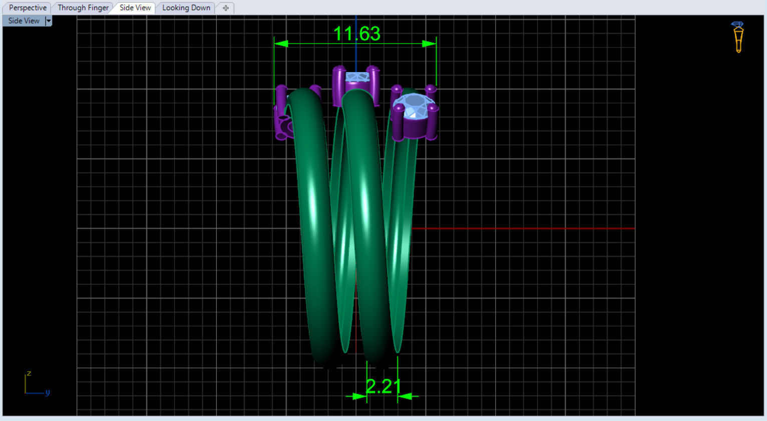 minimalist spiral rings with diamonds 3D print model_5
