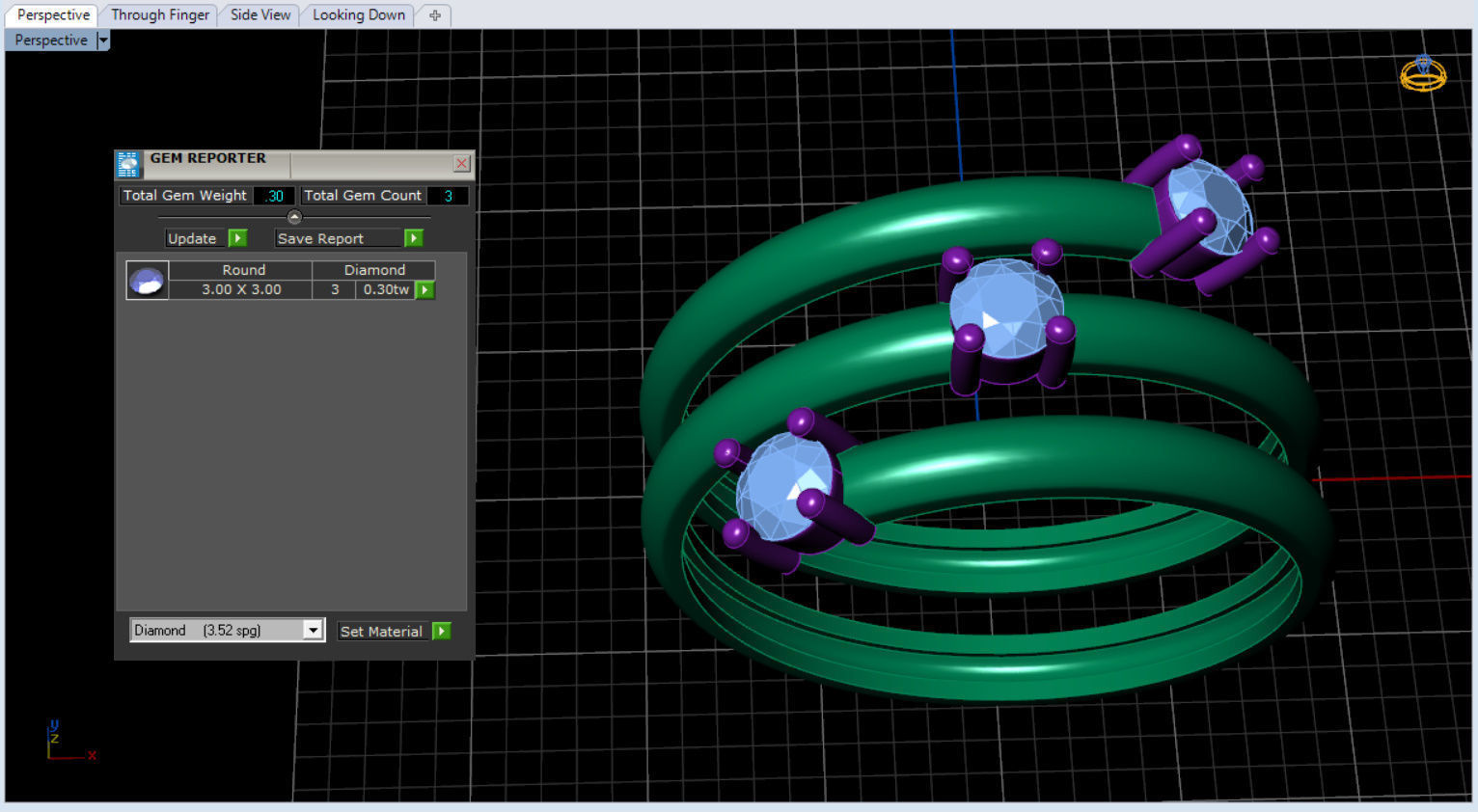 minimalist spiral rings with diamonds 3D print model_7