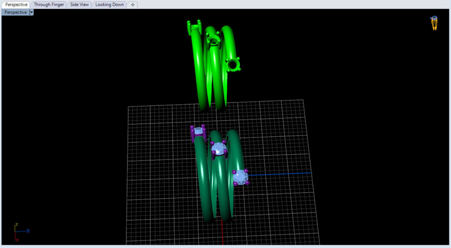minimalist spiral rings with diamonds 3D print model_11
