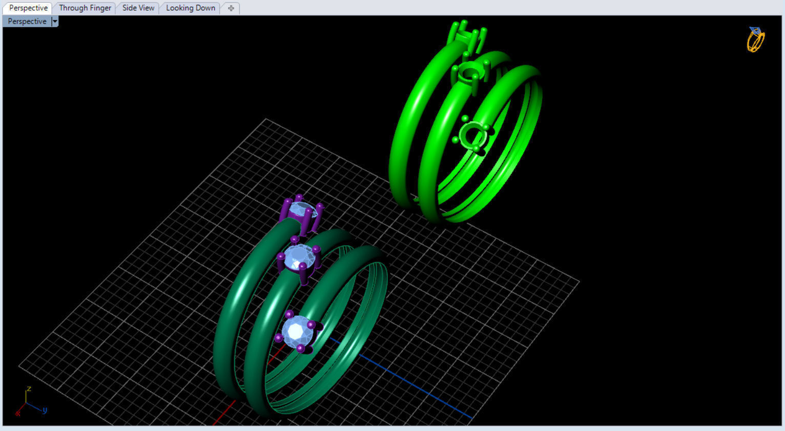 minimalist spiral rings with diamonds 3D print model_12