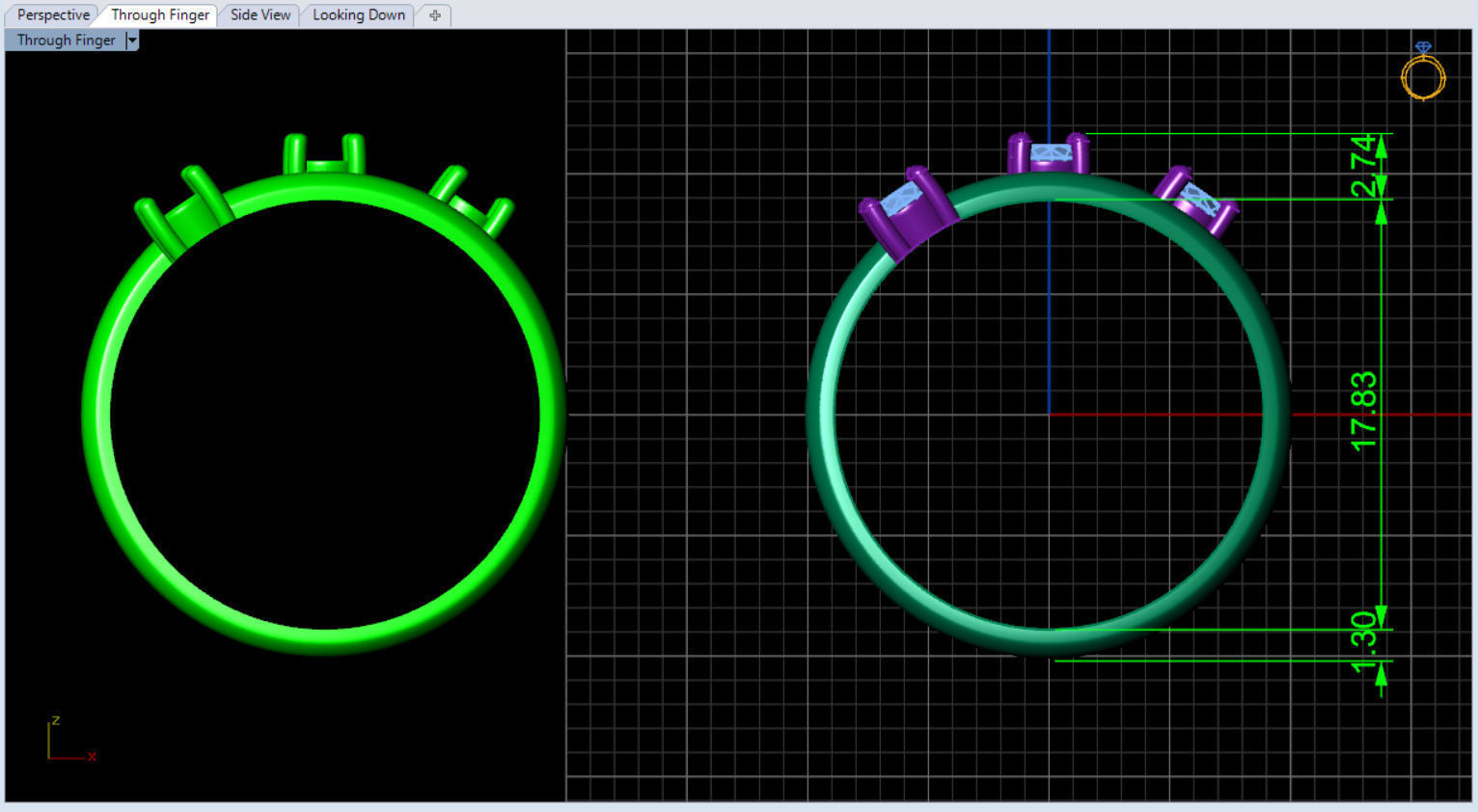minimalist spiral rings with diamonds 3D print model_4