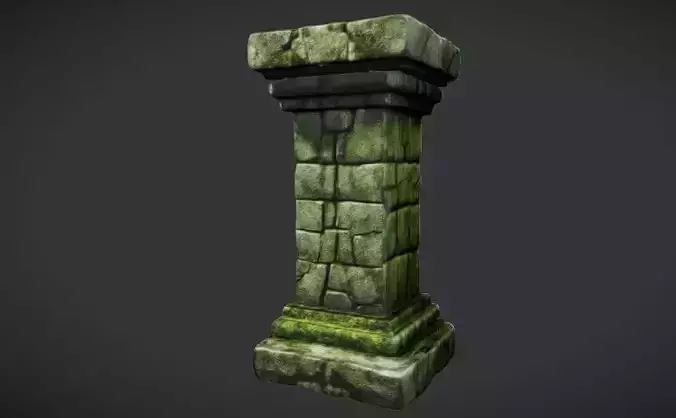 Mossy Cracked stone brick pillar 