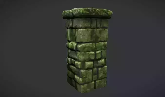 Mossy Cracked stone brick pillar
