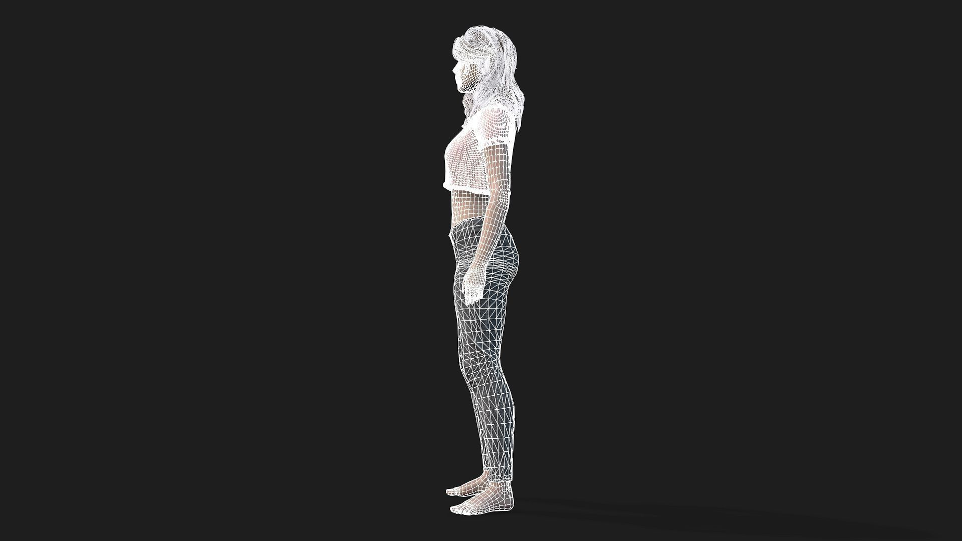 Game and animation ready girl character 3D model_16