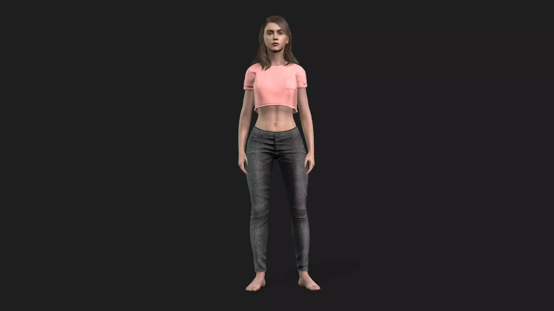 Game and animation ready girl character 3D model_0