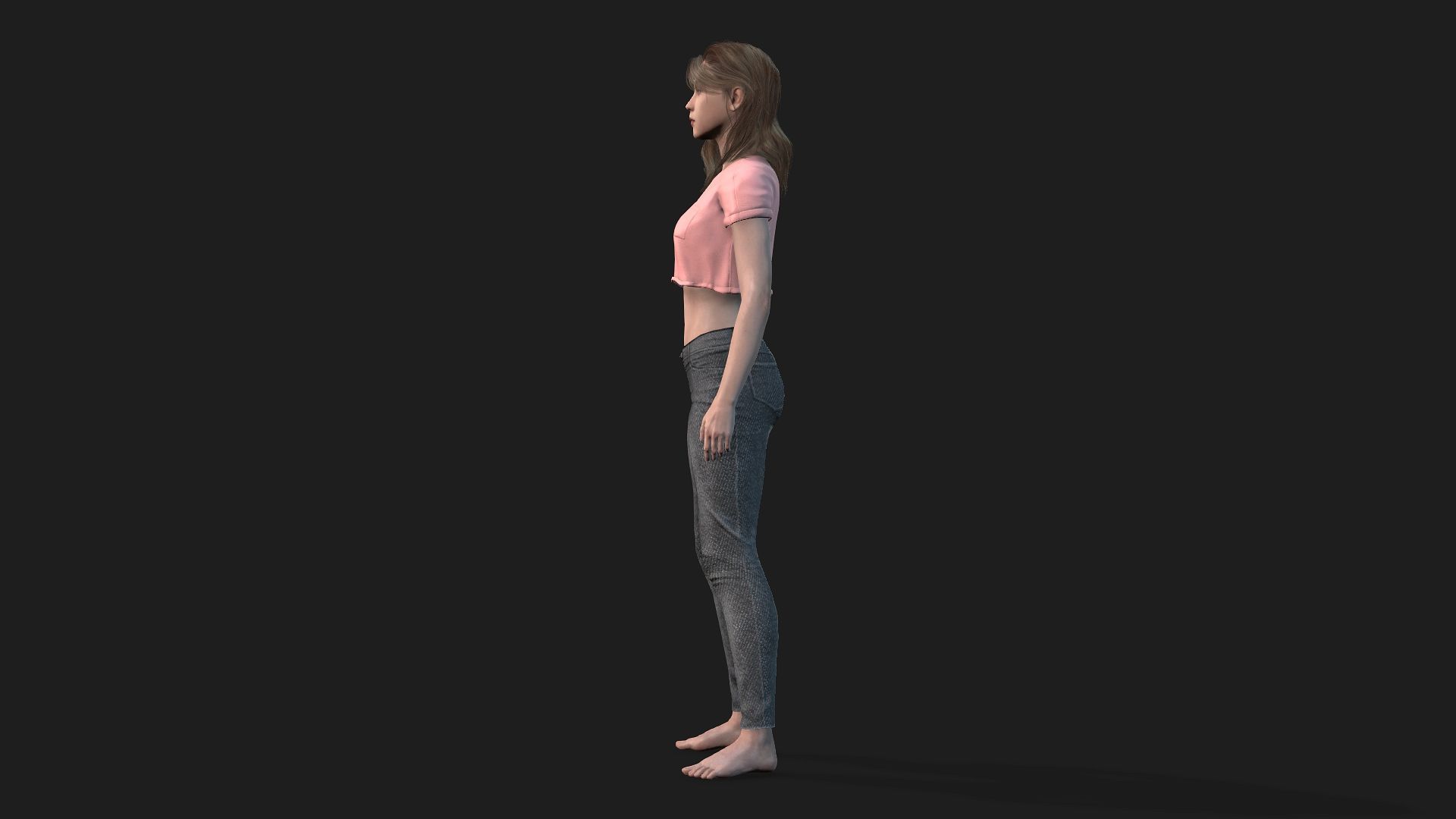 Game and animation ready girl character 3D model_3
