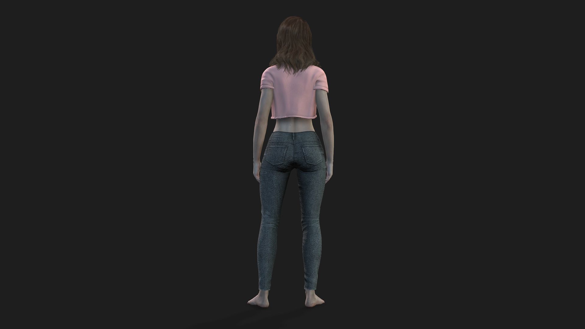 Game and animation ready girl character 3D model_4