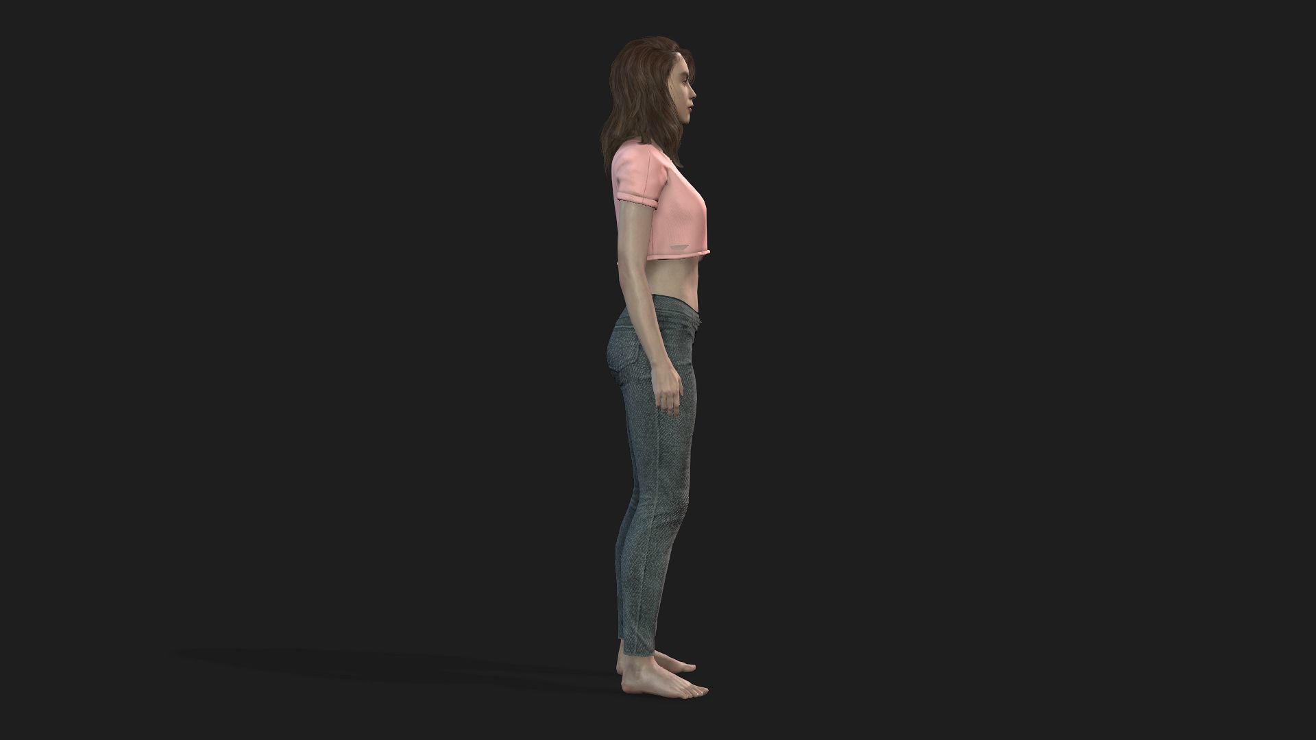 Game and animation ready girl character 3D model_2