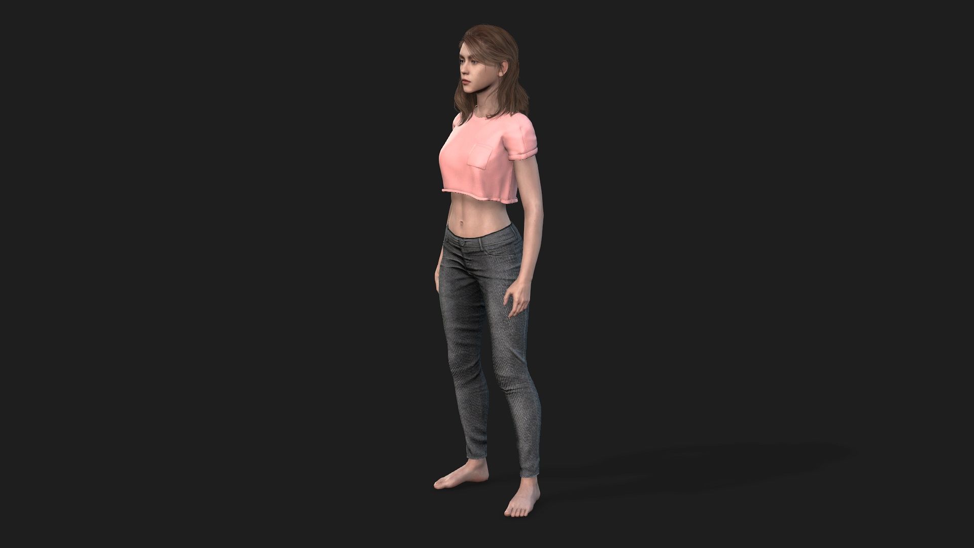 Game and animation ready girl character 3D model_9