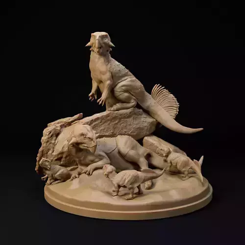 Psittacosaurus family 1-20 scale pre-supported dinosaur 3D print model