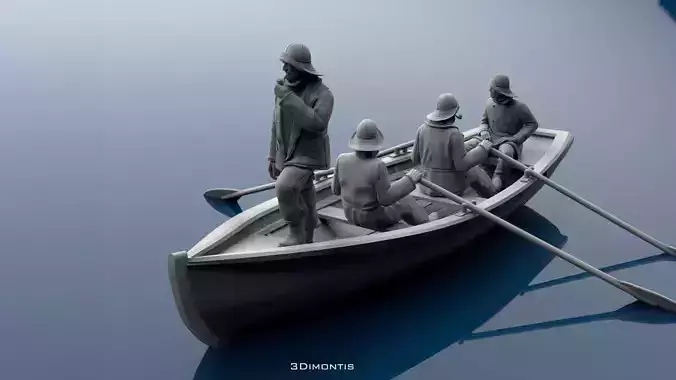 sailors and boat 3D print model
